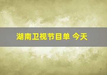 湖南卫视节目单 今天